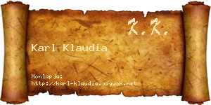 Karl Klaudia névjegykártya